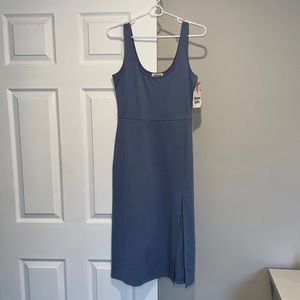 Open Edit Light Blue Midi Dress with Slit